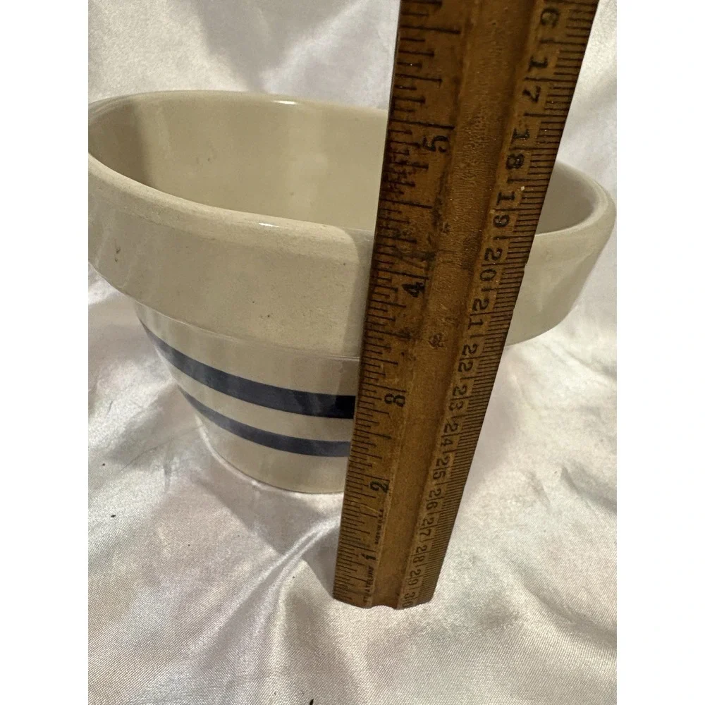 Vintage RRP Co 6 Inch Mixing Bowl Double Blue Stripe Robinson Ransbottom Ohio